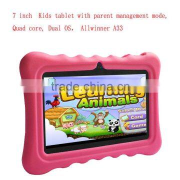 Wholesale 7 inch Allwinner A33 Kids tablet pc 8gb with Quad core, Dual OS