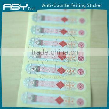 Wine labels with hologram hot stamped security sticker