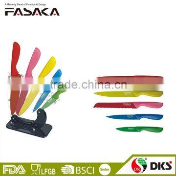KP1307 Non-Stick Coating Stainless steel 6pcs Aryklic Block colored kitchen knife