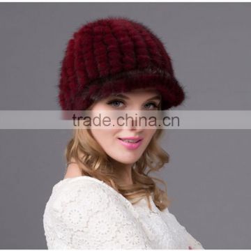 Wholesale Price China Hand Wine Knitted Mink Women Hat