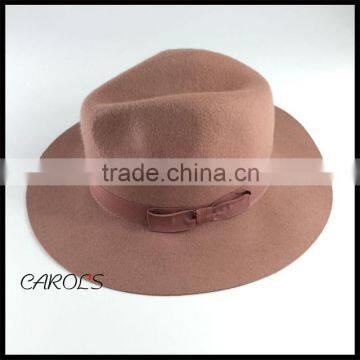 100% Australian wool felt pink fedora hat in good quality designed in Japan