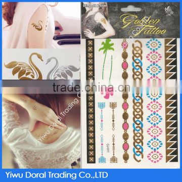 Hot sale oversea custom water transfer multiple color temporary metallic tattoos with cheap price for promotion                        
                                                Quality Choice