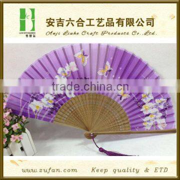 delicate silk bamboo fan,high quality silk hand fans,new Chinese silk fan