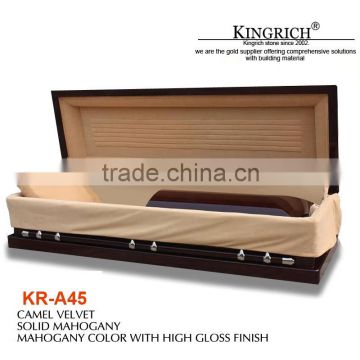 American style wooden coffin for funeral