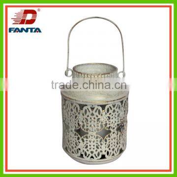 Decorative antique finish metal lantern with LED light with handle