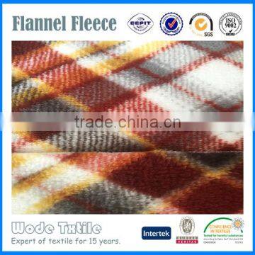 Wholesale Pinted Polyester Plaid Flannel Fabric For Bed Sheet