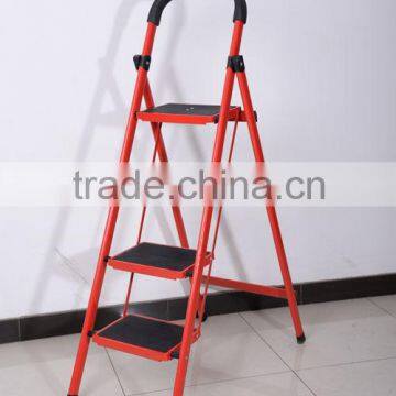 Household folding steel 4 step ladder with handrail