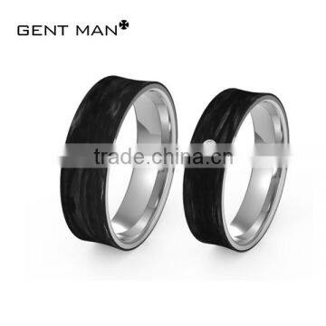 Wholesale jewelry comfort fit 925 silver carbon fiber couple rings latest wedding ring designs