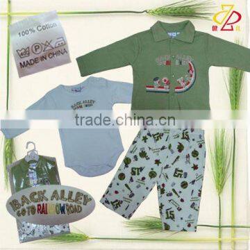 baby boy's interlock romper 3pcs suit -32197-a