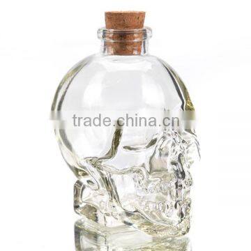 Colored Skull Glass Oil Bottle with Cork