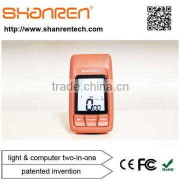 USB rechargeable waterproof LCD Backlight bike head light with wireless Bike speedometer