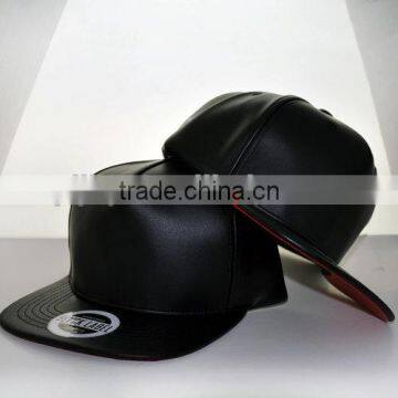 wholesale pu leather plain snapback cap