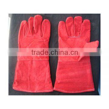 BC grade red color cow split welding glove