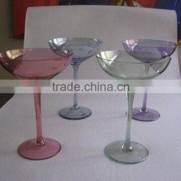 High quality champagne coupe glass colored stemware