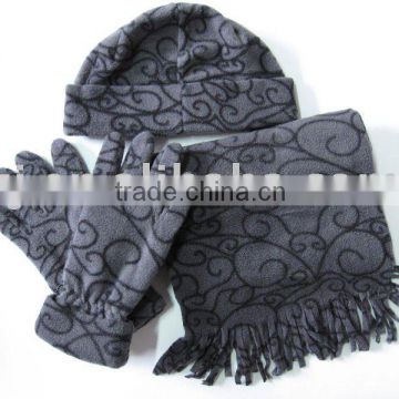 3pcs winter fleece sets ( scarf hat glove),polar fleece hat scarf gloves set,fleece set