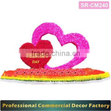 Custom wedding and shopping mall decoration giant double heart display