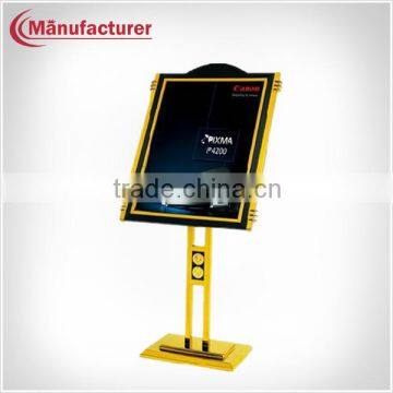 Black&Golden Metal Graphic Display Stand ,Posters Sign Holder Stand With Angled