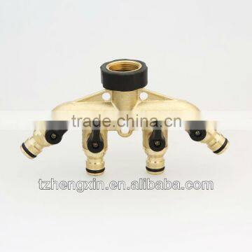 Brass 4-way hose connector