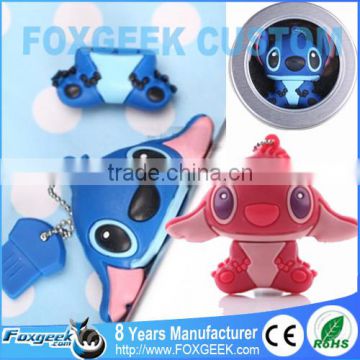 Stitch Japan Cartoon Themed PVC Usb Flash Drive Thousands Models Available,Custom Promotional Memory Stick with Metal Case