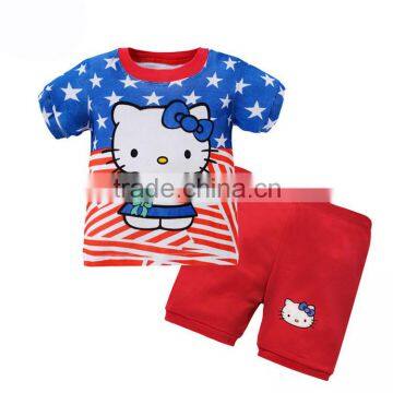 Wholesale 2016 New Arrival Short Sleeve Lovely Printed Unique Latest Kids Short Sleeve Pajamas photo-5