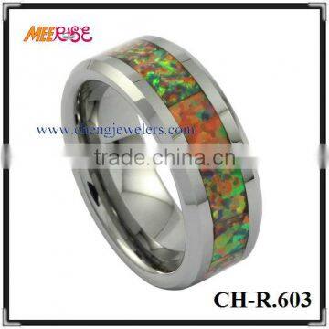 Green opal stone tungsten carbide inlay rings,rings wedding,anniversary rings