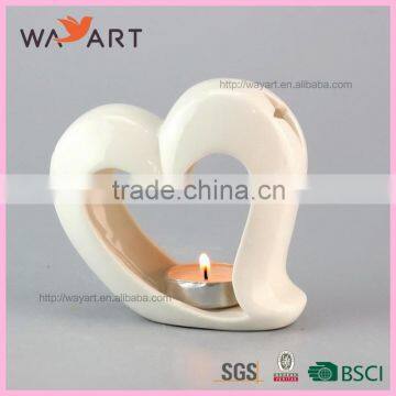White Ceramic Heart Shaped Candle Holders Votive For Wedding
