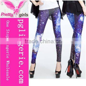 Popular Young Girls Blue Galaxy Print Legging,Sexy Galaxy Leggings,Colorful Galaxy Print Leggings