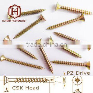 phillips corss flat Csk yellow zinc chipboard screws to wood