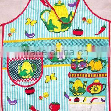 cotton printed pe wholesale multi-functional pvc apron plastic apron