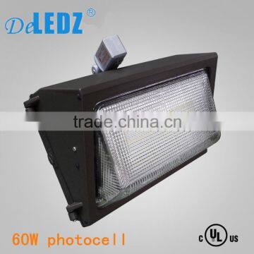 UL DLC listed led outdoor wall light WEM60F 60w IP65 led wall pack light with photocell