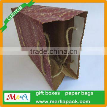 Premier Natural Kraft Shopping Bag Brown Natural String Jute Twines Hemp Rope Handles Serrated Bags
