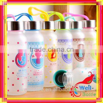 Glass bottle for milk drinking with glass drinking bottles with lids with 330ml frosted glass jar