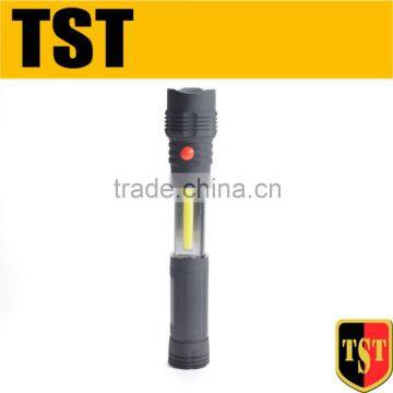 Battery Powered LED Flashlight Torch, Telescoping Retractable Work Flash Light, Spotlight & Floodlight, Magnet Base,