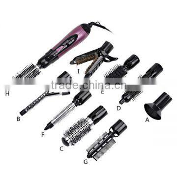 Hot air styler with 9 interchangeable attachments 1000W