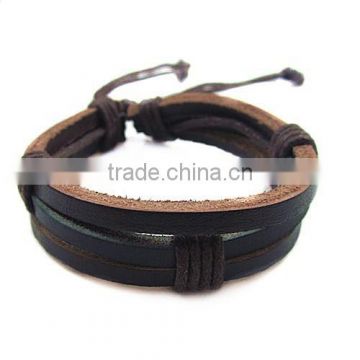 Wrap Multilayer Genuine Leather Bracelet with Braided Rope