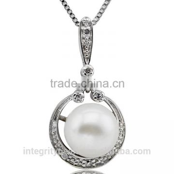 9-10mm AAA grade button simple traditional real natural pearl pendant necklace