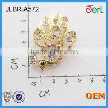 Handmade Accessories Women Brooch Big Peacock Shape Crystal Rhinestone Brooch photo-2