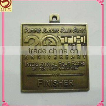 high quality custom bronze square finisher medal