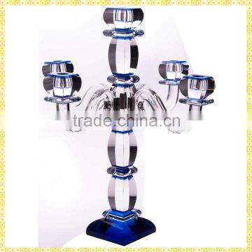 Handmade Exquisite Tall Blue Crystal Candelabra For Wedding Party Table Centerpiece Decoration