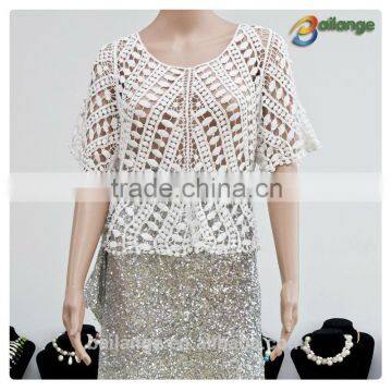 fashion embroidered ladies crochet Women short sleeve loose vest for garment accessories