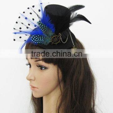 MYLOVE Fashion vintage bride net veil feather female small fedoras hairpin mini top hat MLGM026