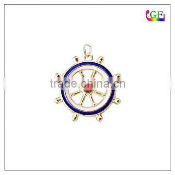 Blue Sailing wheel Rudder Strand Pendant