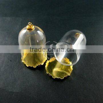 38x25mm raw brass bail glass vial pendant wish bottle bulb dome charm DIY supplies 1850181