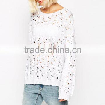 High Fashion Design Sexy Women Sweater Cheap Jumper Sweater Holey Jumper