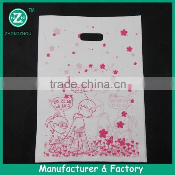 Die cut patch handle bag/patch handle plastic bags/glue patch handle polybag