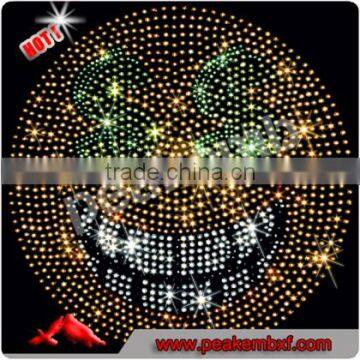 New Custom Iron on Rhinestone Appliques Emoji Heat Transfer Presss for Women's Shirt