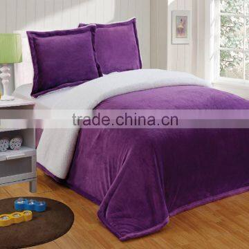 Hot selling Luxurious Large Warm Thick Sherpa Flannel Plush Quilted Bedding Set -Made in China