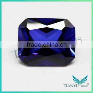 European machine cutting 34# synthetic corundum 10*8mm octagon fake blue sapphire rings