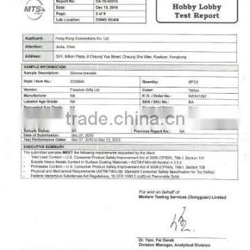 MTS Test Report-Silicone Bracelet