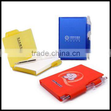 Plastic stick case memo pads and magnetic sticky notes with ball pen